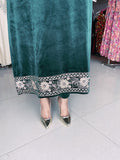 GREEN VELVET EMBROIDERED FIRAN WITH PANTS