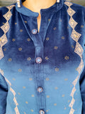 INK BLUE EMBROIDERED VELVET SUIT