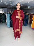 RUST WOOLEN EMBROIDERED SUIT