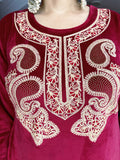 MAROON EMBROIDERED VELVET SUIT