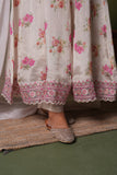 IVORY FLORAL PRINT SOFT ORGANZA FLARED ANARKALI