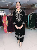 BLACK WOOLEN EMBROIDERED SUIT