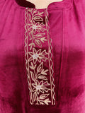 DARK MAROON VELVET EMBROIDERED FIRAN WITH PANTS