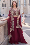 MAROON EMBROIDERED SILK DESIGNER INDOWESTERN