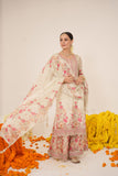 CHINON FLORAL PRINTED SHARARA SUIT WITH EMBROIDERY