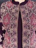 MULBERRY EMBROIDERED WOOLEN SHRUG WITH ATTACHED INNER AND TROUSER