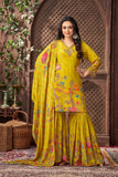 MUSTARD EMBROIDED MUSLIN SHARARA SET