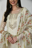 IVORY CHANDERI SUIT WITH GOTTA PATTI WORK AND BLOCK PRINTED DUPATTA