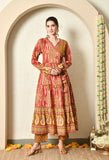 PRINTED COTTON ANARAKHA ANARKALI WITH PALAZZO AND COTTON PRINTED DUPATTA