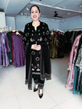 BLACK FULLY EMBROIDERED WOOLEN SUIT