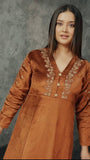 COPPER EMBROIDERED VELVET ANARKALI PARTY WEAR SUIT