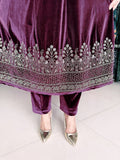 WINE PREMIUM VELVET EMBROIDERED ANARKALI