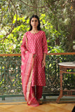 DARK PINK CHANDERI SUIT SET (WITH PANTS AND DUPATTA)