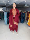 RUST WOOLEN EMBROIDERED SUIT