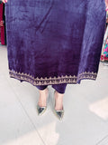 AUBERGINE COLOUR PREMIUM VELVET EMBROIDERED PHIRAN WITH PANT