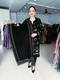 BLACK FULLY EMBROIDERED WOOLEN SUIT