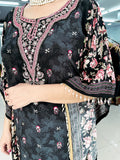 BLACK PRINTED KAFTAAN WITH EMBROIDERY