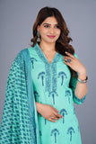 AQUA PRINTED COTTON SUIT