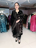 BLACK FULLY EMBROIDERED WOOLEN SUIT