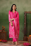 PINK PRINTED AND EMBROIDERED SILK A LINE SUIT