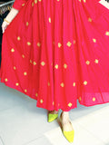 RED COTTON FLARED ANARKALI