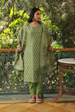 GREEN CHANDERI SUIT SET (WITH PANTS AND DUPATTA)