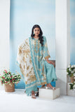 COTTON GREEN PRINTED SUIT WITH DESIGNER EMBROIDERY