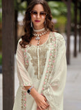 IVORY PAKISTANI STYLE ORGANZA SUIT