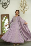 LILAC COTTON SCHIFFLI FLARED ANARKALI