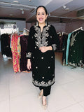 BLACK WOOLEN EMBROIDERED SUIT