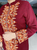 RUST WOOLEN EMBROIDERED SUIT