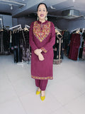 FALSA COLOUR WOOLEN SUIT WITH KASHMIRI EMBROIDERY