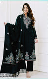 BLACK WOOLEN SUIT WITH ZARI EMBROIDERY