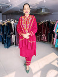 REDDISH MAROON WOOLEN SUIT WITH KASHMIRI EMBROIDERY