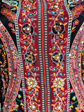 PRINTED AND EMBROIDERED CREPE KAFTAN