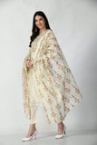 IVORY CHANDERI SUIT WITH GOTTA PATTI WORK AND BLOCK PRINTED DUPATTA