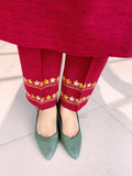 REDDISH MAROON WOOLEN SUIT WITH KASHMIRI EMBROIDERY