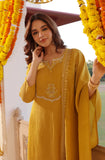 YELLOW CHINON EMBROIDERED SUIT