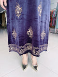 AUBERGINE COLOUR PREMIUM VELVET EMBROIDERED FIRAN WITH PANTS