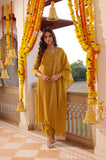 YELLOW CHINON EMBROIDERED SUIT