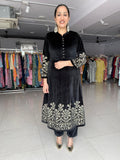 BLACK VELVET EMBROIDERED ANARKALI SUIT