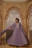 LAVENDER COTTON SCHIFFLI FLARED ANARKALI EMBROIDERED SUIT