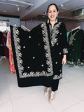 BLACK WOOLEN EMBROIDERED SUIT