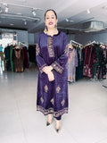 AUBERGINE COLOUR PREMIUM VELVET EMBROIDERED FIRAN WITH PANTS