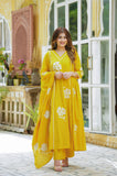 LEMON YELLOW COTTON EMBROIDERED SUIT