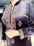 LAVENDER COLOUR EMBROIDERED VELVET SUIT