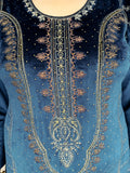 BULE VELVET FULLY EMBROIDERED SUIT