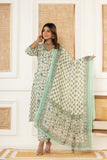 GREEN PRINTED COTTON SUIT