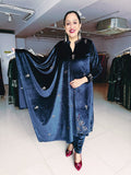 BLUE PREMIUM VELVET EMBROIDERED SUIT