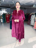 DARK MAROON EMBROIDERED CORDUROY VELVET SUIT